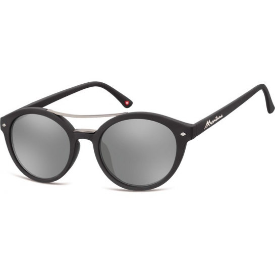 Okulary okrągłe czarne lenonki lustrzane MS21